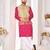 Beige jacket & pink color cotton silk blend solid men's long kurta with white cotton pant set