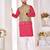 Grey jacket & pink color cotton silk blend solid men's long kurta with white cotton pant set