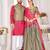 Grey jacket & pink color cotton silk blend solid men's long kurta with white cotton pant set