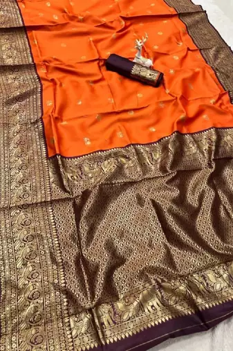 Woven design zari silk blend heavy work kanjeevaram saree