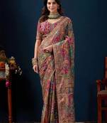 Ethnic motifs embroidered designer kanjeevaram saree