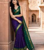 Woven design zari pure cotton fusion kanjeevaram saree