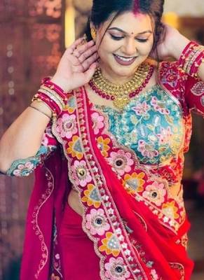 Embellished embroidered art silk kanjeevaram saree 1