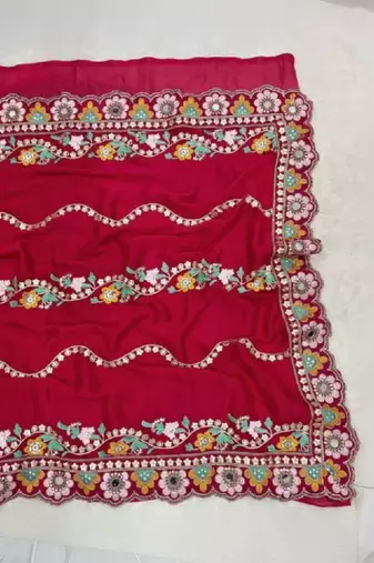 Embellished embroidered art silk kanjeevaram saree