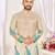 Beige color dola silk printed men's kurta payjama set