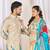 Beige color dola silk printed men's kurta payjama set