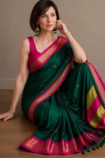 Woven design zari pure cotton kanjeevaram saree