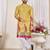 Yellow color dola silk printed men's kurta payjama set