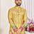 Yellow color dola silk printed men's kurta payjama set