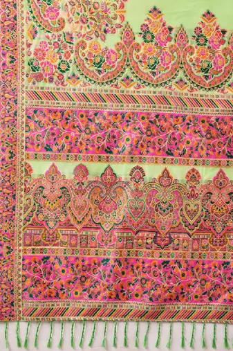 Floral embroidered pashmina handloom kanjeevaram saree