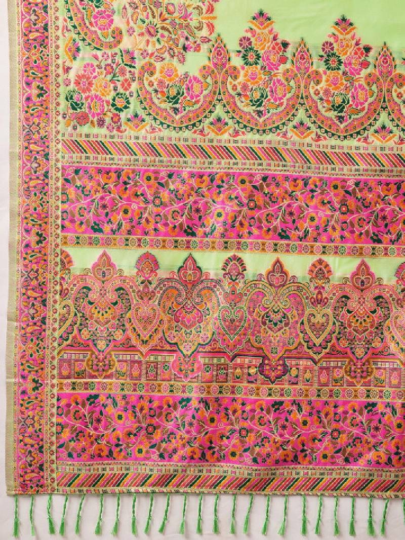 Floral embroidered pashmina handloom kanjeevaram saree