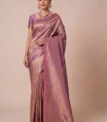 Lavender kanjivaram woven design sarees with blouse piece unstiched blouse
