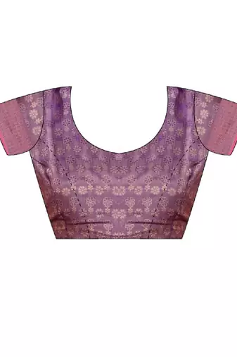 Lavender kanjivaram woven design sarees with blouse piece unstiched blouse