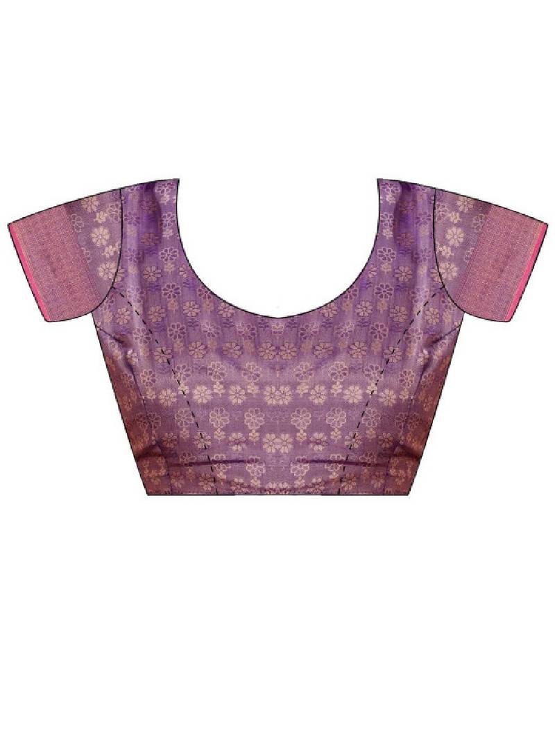 Lavender kanjivaram woven design sarees with blouse piece unstiched blouse