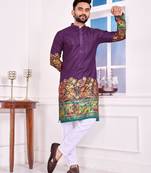 Purple color dola silk patola with foil printed kurta set