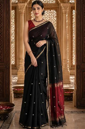 Woven design embroidered designer kanjeevaram saree