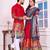Red color dola silk patola with foil printed kurta set