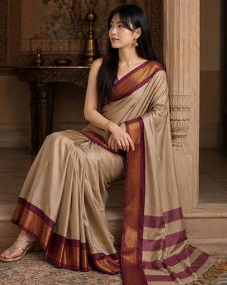 Striped zari pure cotton kanjeevaram saree 2