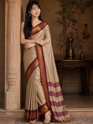 Striped zari pure cotton kanjeevaram saree 3