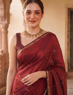 Woven design zari silk blend kanjeevaram saree 1