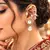 Kundan Green Stone Ear Cuff Earrings, Indian Bridal Jewelry, Floral Ear Climbers