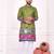 Mehendi color dola silk patola with foil printed kurta set