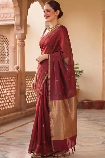 Woven design zari silk blend kanjeevaram saree