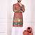 Peach color dola silk patola with foil printed kurta set