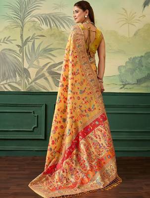 Floral zari pashmina handloom kanjeevaram saree 3