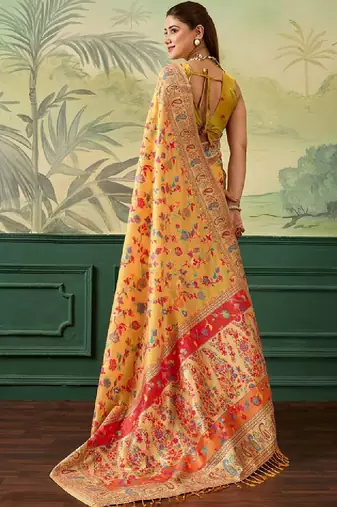 Floral zari pashmina handloom kanjeevaram saree