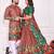 Peach color dola silk patola with foil printed kurta set