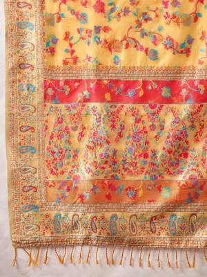 Floral zari pashmina handloom kanjeevaram saree 4