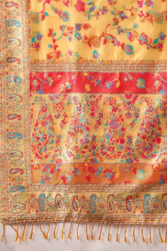 Floral zari pashmina handloom kanjeevaram saree