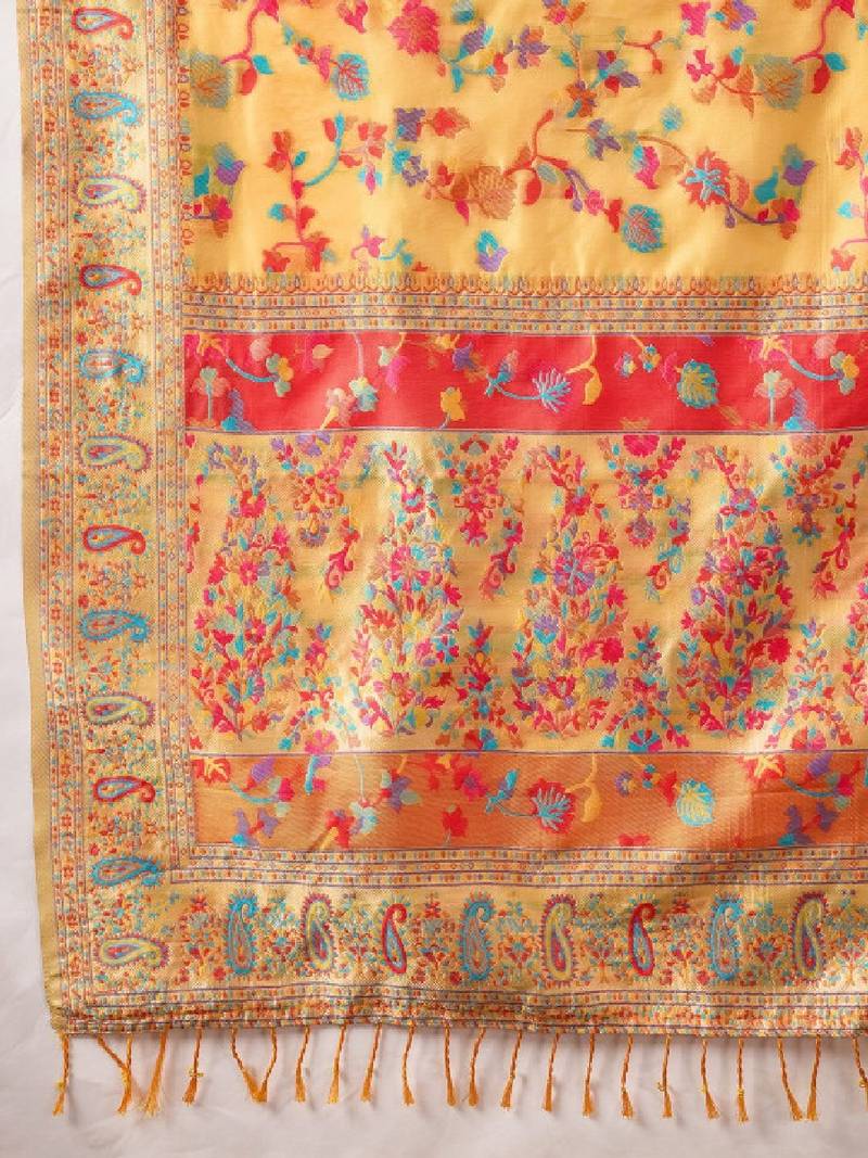 Floral zari pashmina handloom kanjeevaram saree