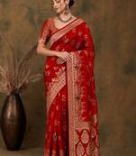 Woven design zari silk blend kanjeevaram saree