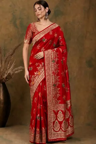 Woven design zari silk blend kanjeevaram saree