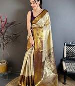 Woven design zari silk blend designer kanjeevaram saree