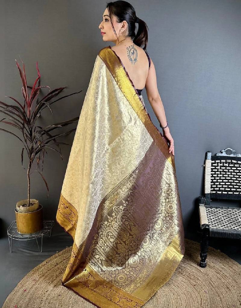Woven design zari silk blend designer kanjeevaram saree