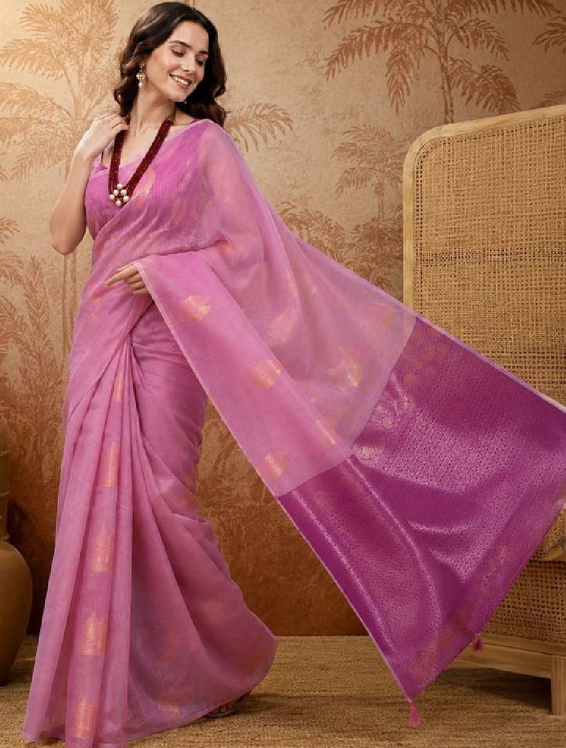 Ethnic motifs zari pure cotton handloom kanjeevaram saree