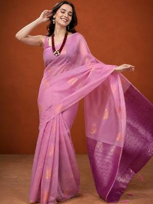 Ethnic motifs zari pure cotton handloom kanjeevaram saree 3