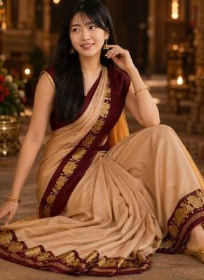 Embroidered pure cotton kanjeevaram saree 1