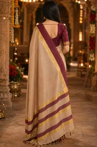 Embroidered pure cotton kanjeevaram saree