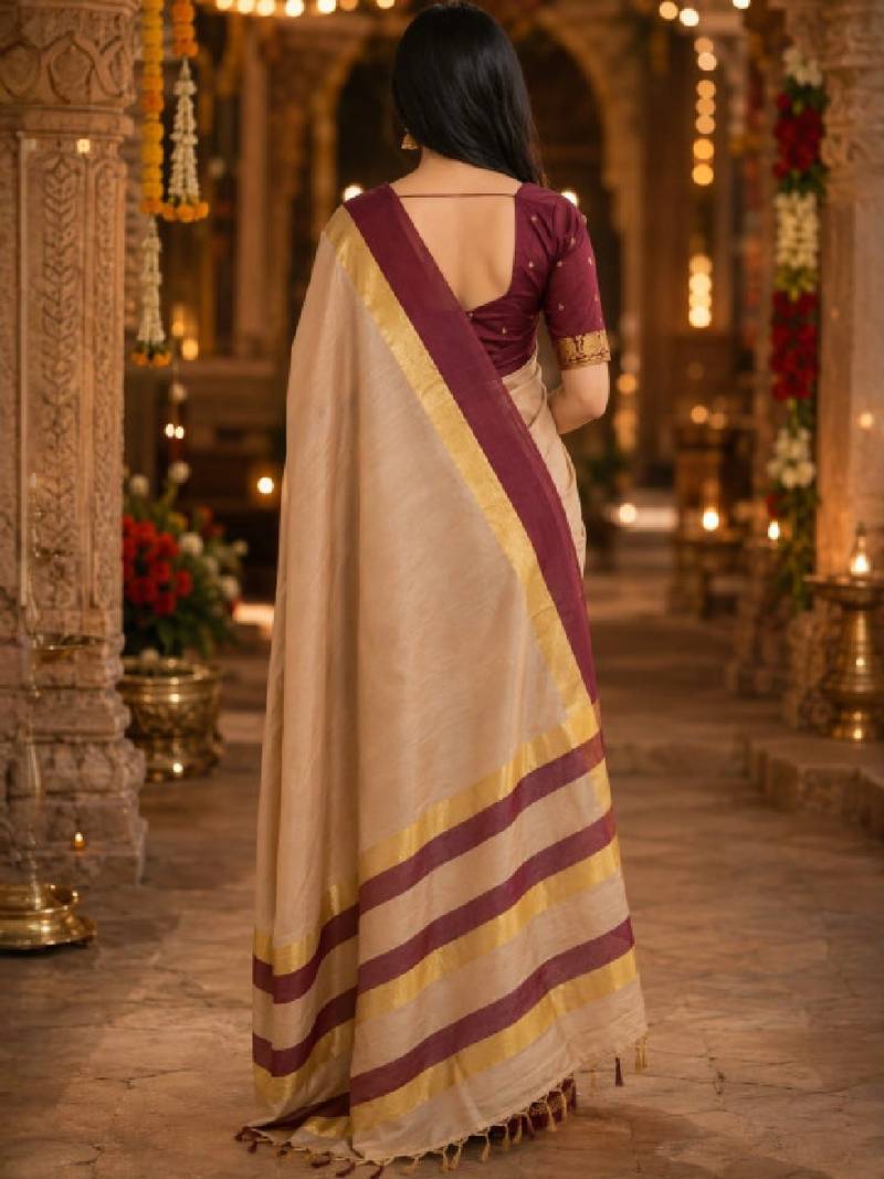 Embroidered pure cotton kanjeevaram saree