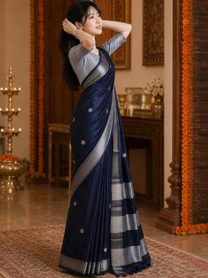 Woven design zari pure cotton kanjeevaram saree 3