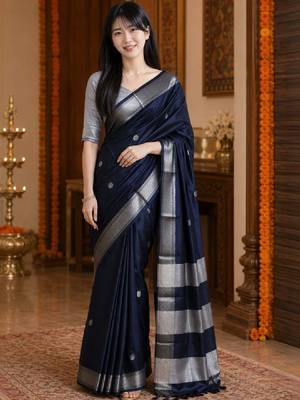 Woven design zari pure cotton kanjeevaram saree 4