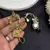 Kundan Green Stone Ear Cuff Earrings, Indian Bridal, Emerald Drop, Gold Tone Jhumka Style