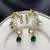 Kundan Green Stone Ear Cuff Earrings, Indian Bridal, Emerald Drop, Gold Tone Jhumka Style