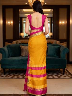 Ethnic motifs zari art silk kanjeevaram saree 2