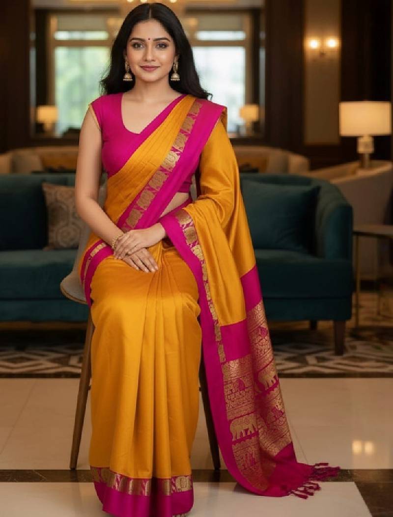 Ethnic motifs zari art silk kanjeevaram saree
