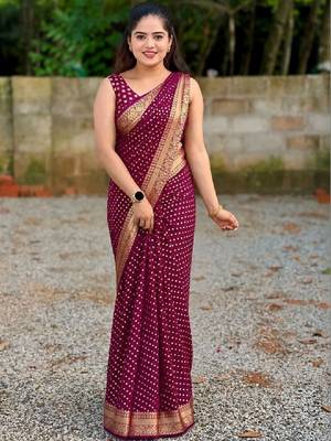 Woven design zari silk blend kanjeevaram saree 1